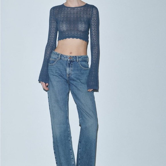 Zara Pointelle knit cropped sweater - Picture 5 of 7